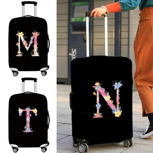 行李箱保护套弹力防尘耐磨适用18-32码粉色字母系列保护套旅行罩
