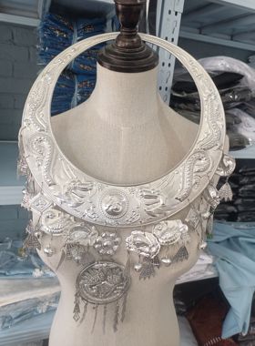 贵州苗族银饰苗银头饰项圈少数民族服装女银帽子舞台头饰演出项圈