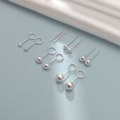 简约豆豆光面圆球耳钉女防丢不掉 养耳洞耳针耳棒弯钩小耳钉男女