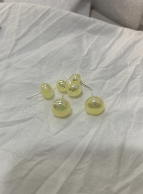 新款独特人鱼姬黄色耳钉女复古港风高级感耳环独特个性气质耳饰拉