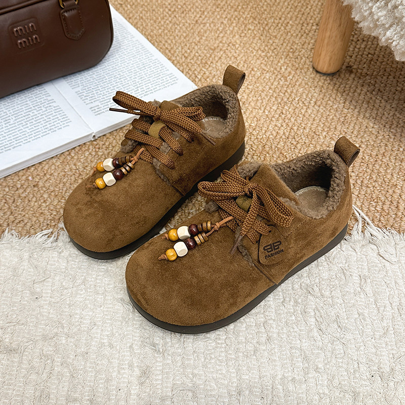 2025冬季新款加绒德训鞋加绒加厚保暖棉鞋软底防滑串珠系带勃肯鞋,女鞋,棉鞋,淘宝优惠券,粉丝福利购,淘宝优惠卷