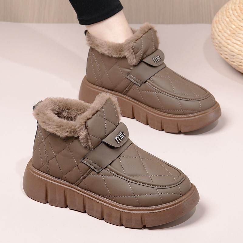 2024冬季新款皮面防水高帮雪地靴厚底防滑妈妈鞋加绒加厚保暖女靴,女鞋,时尚雪地靴,淘宝优惠券,粉丝福利购,淘宝优惠卷