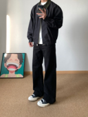 男百搭宽松直筒显瘦长裤 简约cleanfit黑色微喇牛仔裤 子 美式 XANYP