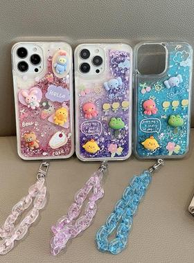 立体卡通章鱼适用三星s24ultra手机壳s10+/s23fe流沙壳note20新款a05网红a13手链a24防摔a31/a50个性a52/a73