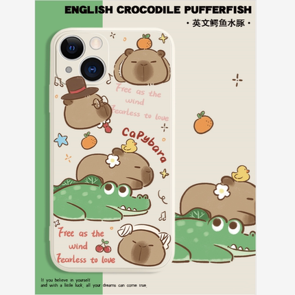 英文鳄鱼水豚适用三星s24ultra手机壳s23+/s21fe情侣a23新款a33卡通a50s可爱a51男女a53/a73全包note10防摔s9