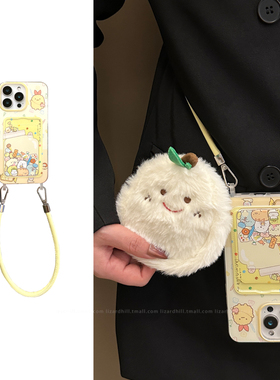 创意可爱动物适用三星s25edge手机壳新款s24ultra女s23+卡包s21fe毛绒零钱包a07斜挎a15背带a26挂绳a54/a55