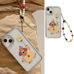a71 a04挂绳a13卡通a25少女心a34可爱a52新款 涂鸦狗狗腕带适用三星s24plus手机壳s23 note20ultra透明s21fe
