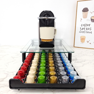 雀巢nespresso奈斯派索咖啡胶囊收纳盒钢化玻璃咖啡机底座抽屉式