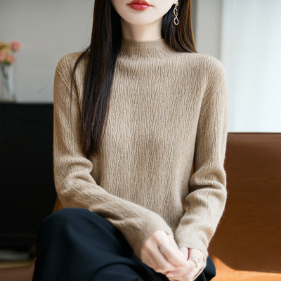 半高领针织羊毛衫女毛衣2025春秋新款宽松显瘦内搭短款大码打底衫