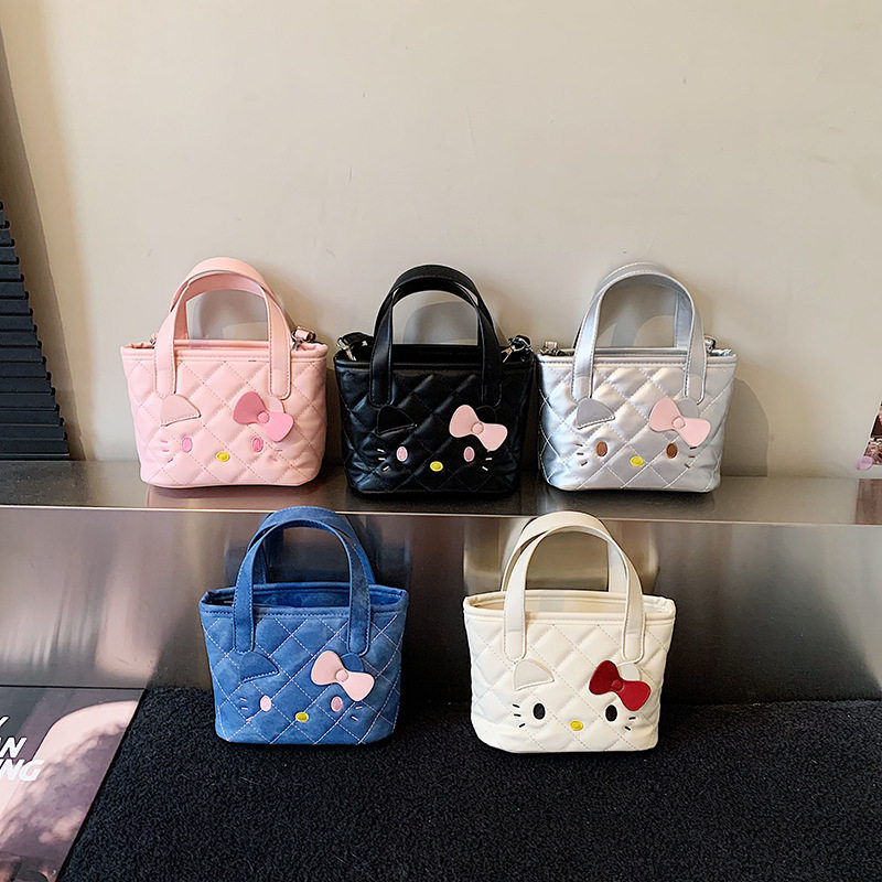 韩版儿童包包女童斜挎包hellokitty 时尚公主包菱格手提女孩小包