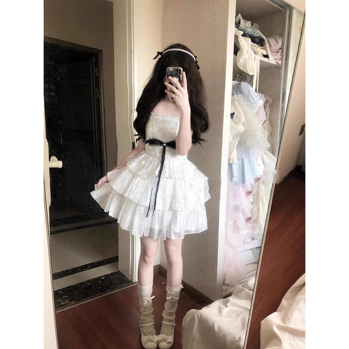 甜辣妹抹胸吊带连衣裙女夏季法式小个子公主蛋糕裙收腰蓬蓬裙子