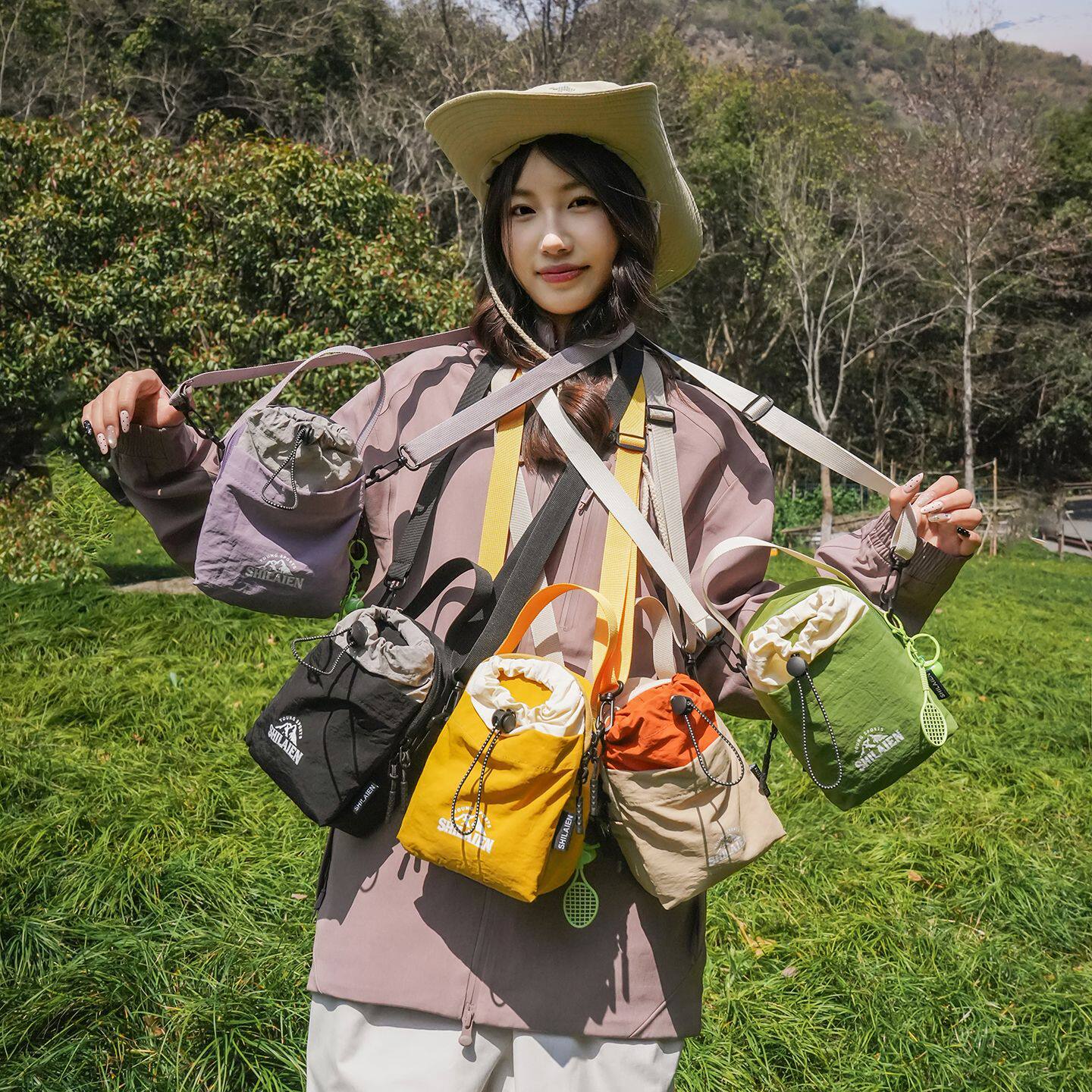 儿童山系户外斜挎包男女童运动水杯包便携登山手机包男孩潮酷单肩
