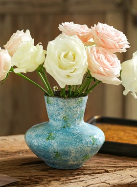 景德镇陶瓷花瓶新中式客厅干插花蓝色玄关简约摆件H0660Y13