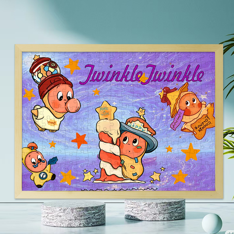 星星人木质500片拼图带相框