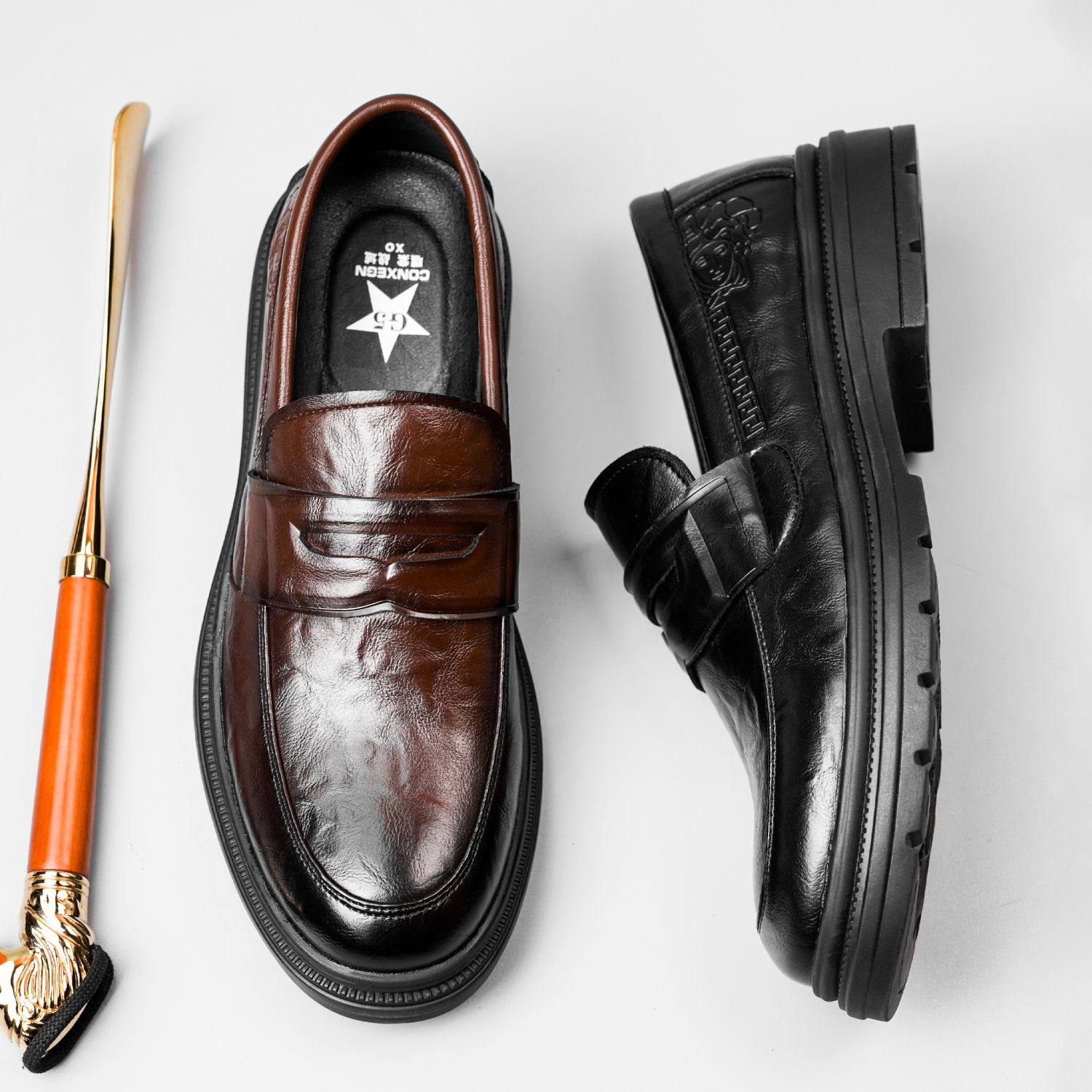 皮鞋男款2026新款秋季透气软皮软底商务正装休闲一脚蹬年轻人男鞋