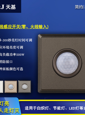 HC4201LIR 天基简约系列86型500W人体红外线智能感应延时关闭开关