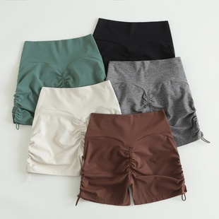 高腰蜜桃臀运动短裤女健身紧身骑行跑步速干抽绳瑜伽普拉提菊花裤