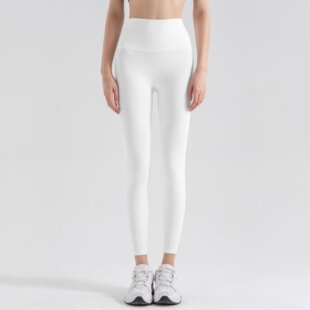 lulu白色磨毛裸感瑜伽裤 女无尴尬线提臀透气速干外穿普拉提跑步裤