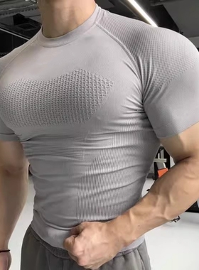 健身服运动骑行衣透气速干功能压缩T恤无缝短袖高品质健身衣男士