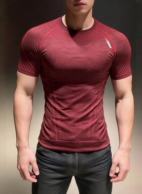 马年限定款过肩蟒纹提花无缝显大短袖半拉链弹力速干运动圆通T恤