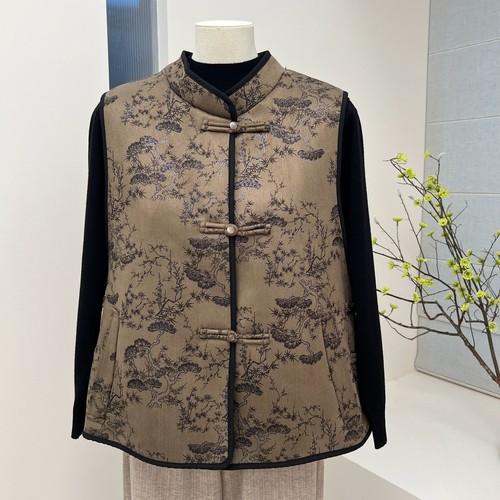 秋冬奶奶装旗袍领国风坎肩马夹