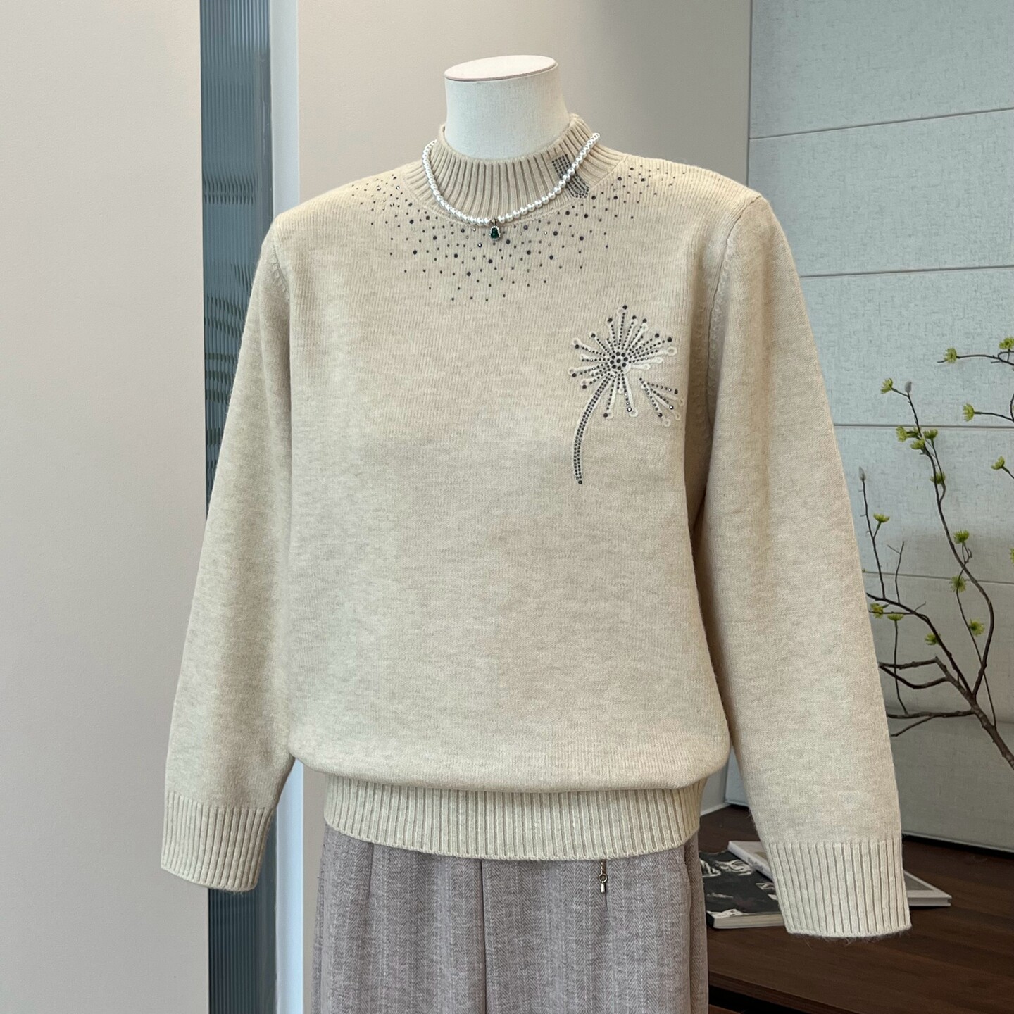 妈妈装半高领女秋冬针织毛衣