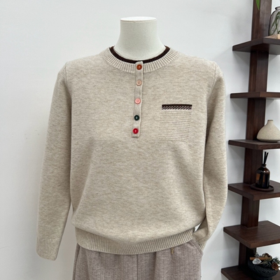 秋冬中年妈妈装圆领套头针织衫