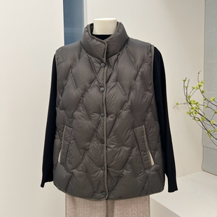 新国标秋冬90绒妈妈装羽绒服坎肩马夹中老年保暖纯色无袖马甲上衣