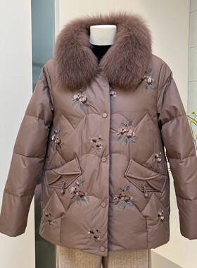 冬季妈妈装羽绒服毛领外套上衣