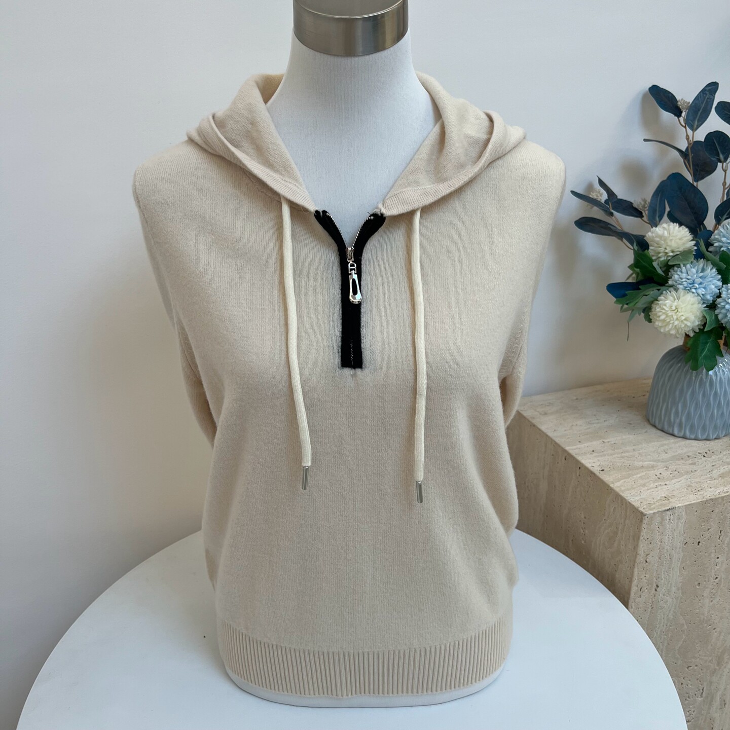 100纯羊毛秋冬新款妈妈装连帽套头绷带毛衣中老年保暖针织衫上衣