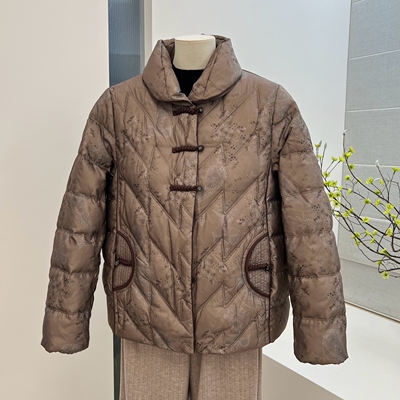 冬季妈妈装羽绒服外套90白鸭绒