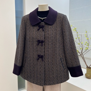 冬季加厚奶奶装呢子外套新中式中老年妈妈老人婚宴衣服上衣女