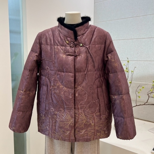 专柜品冬季新款85绒奶奶装羽绒服外套中老年妈妈老人立领拉链上衣