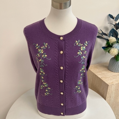 100纯羊毛开衫中老年女秋冬季