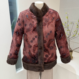 高贵冬季奶奶装加绒加厚棉服凤尾刺绣中老年妈妈老太太棉衣棉袄女