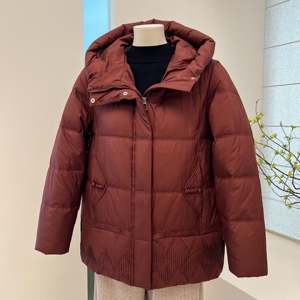 冬季妈妈装90白鸭绒保暖羽绒服外套宽松连帽拉链中老年纯色上衣女