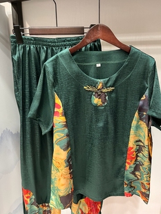 妈妈夏装T恤套装2023新款休闲时尚减龄中老年女装洋气宽松两件套