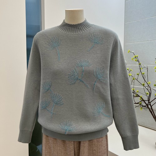 冬季中老年妈妈装加绒加厚毛衣