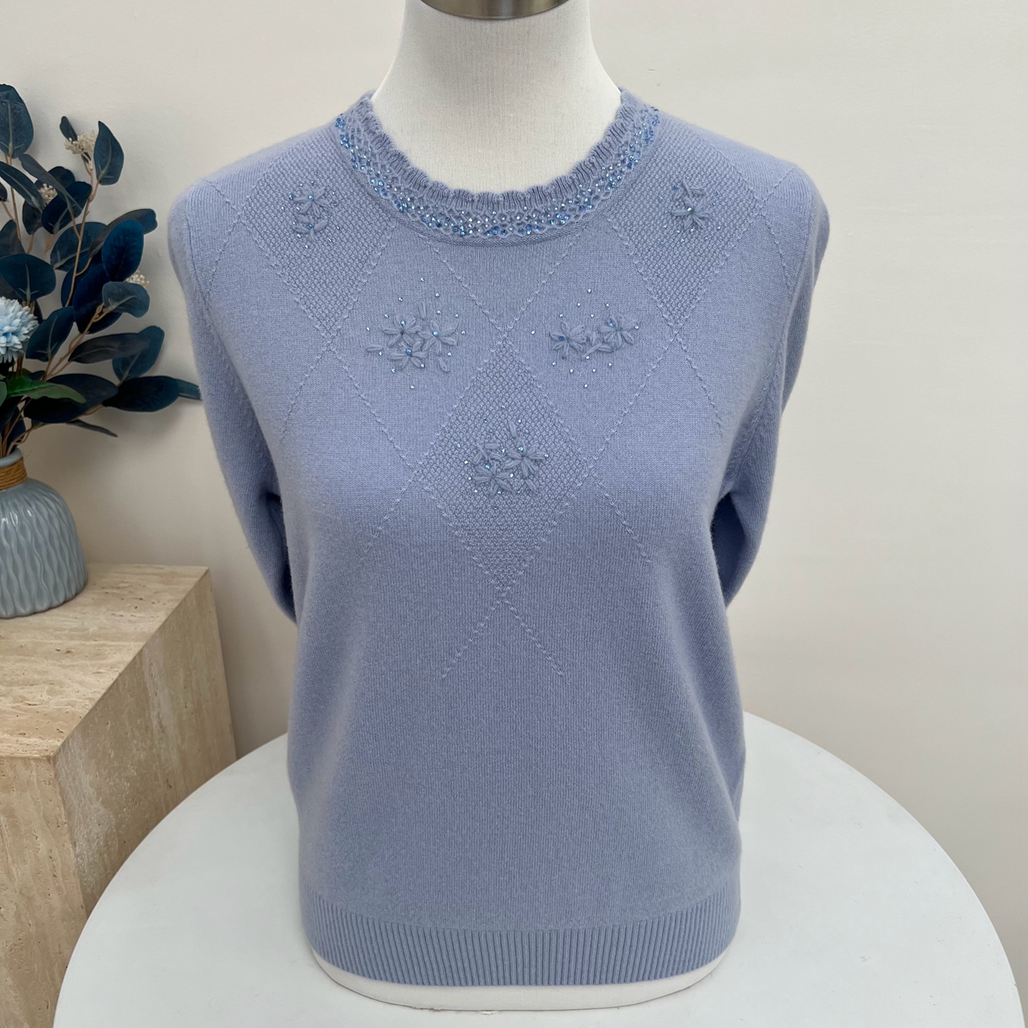 100%纯羊毛中年妈妈装针织羊毛衫圆领套头宽松大码毛线衣保暖上衣