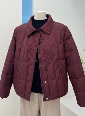 新中式国风冬季妈妈装羽绒服纯色短款刺绣中老年翻领保暖外套上衣