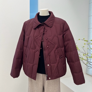 新中式国风冬季妈妈装羽绒服纯色短款刺绣中老年翻领保暖外套上衣