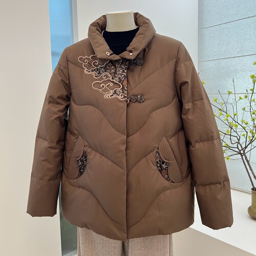 冬季中老年妈妈装刺绣羽绒服外套
