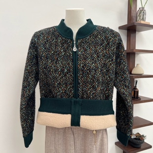 冬季加绒加厚中老年妈妈装大码外套毛衣花格子宽松奶奶老人上衣女