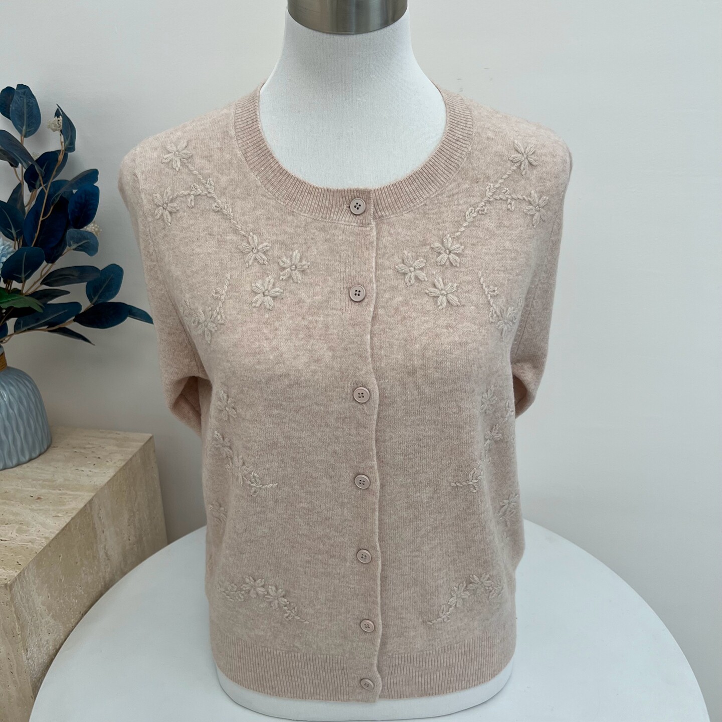 秋冬纯羊毛针织开衫毛衣妈妈装纯色圆领宽松大码中老年保暖上衣女