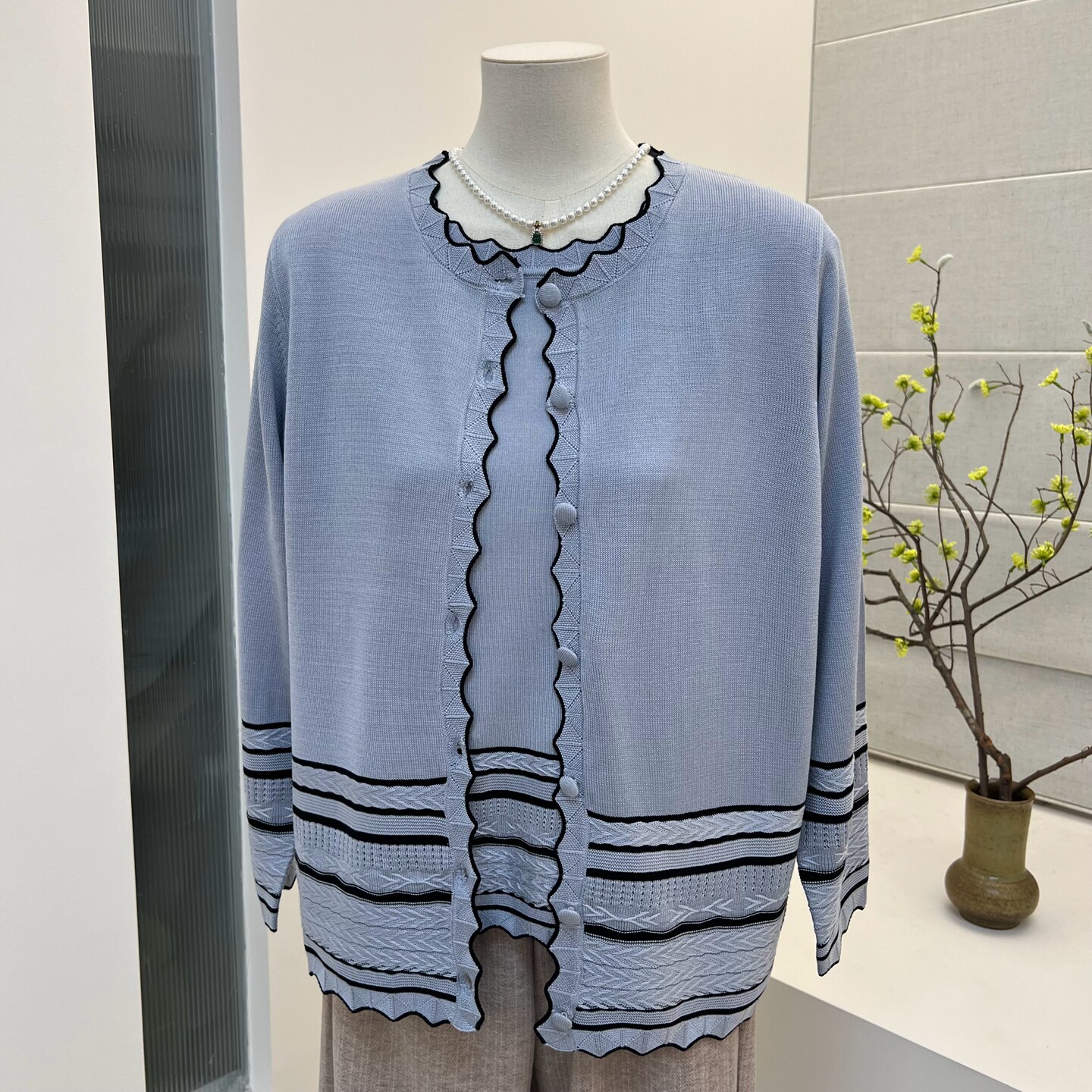 春季新款妈妈装两件套针织上衣中老年圆领宽松春秋t恤短袖加开衫