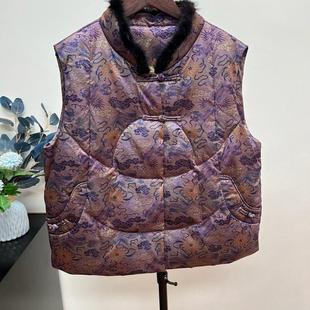 冬季新品奶奶装短款羽绒马甲上衣中老年老太太老人马夹坎肩羽绒服