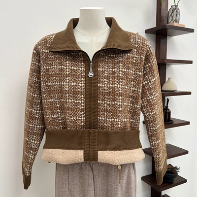 冬季新款加绒加厚妈妈装翻领外套