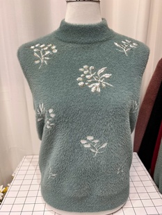 冬季高端加厚妈妈装特大码宽松针织仿水貂绒中老年半高领套头毛衣