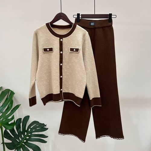 气质妈妈装秋冬两件套针织衫毛衣