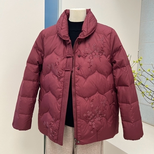 冬季中老年妈妈装抗寒保暖90绒羽绒服外套拉链立领奶奶老人上衣女